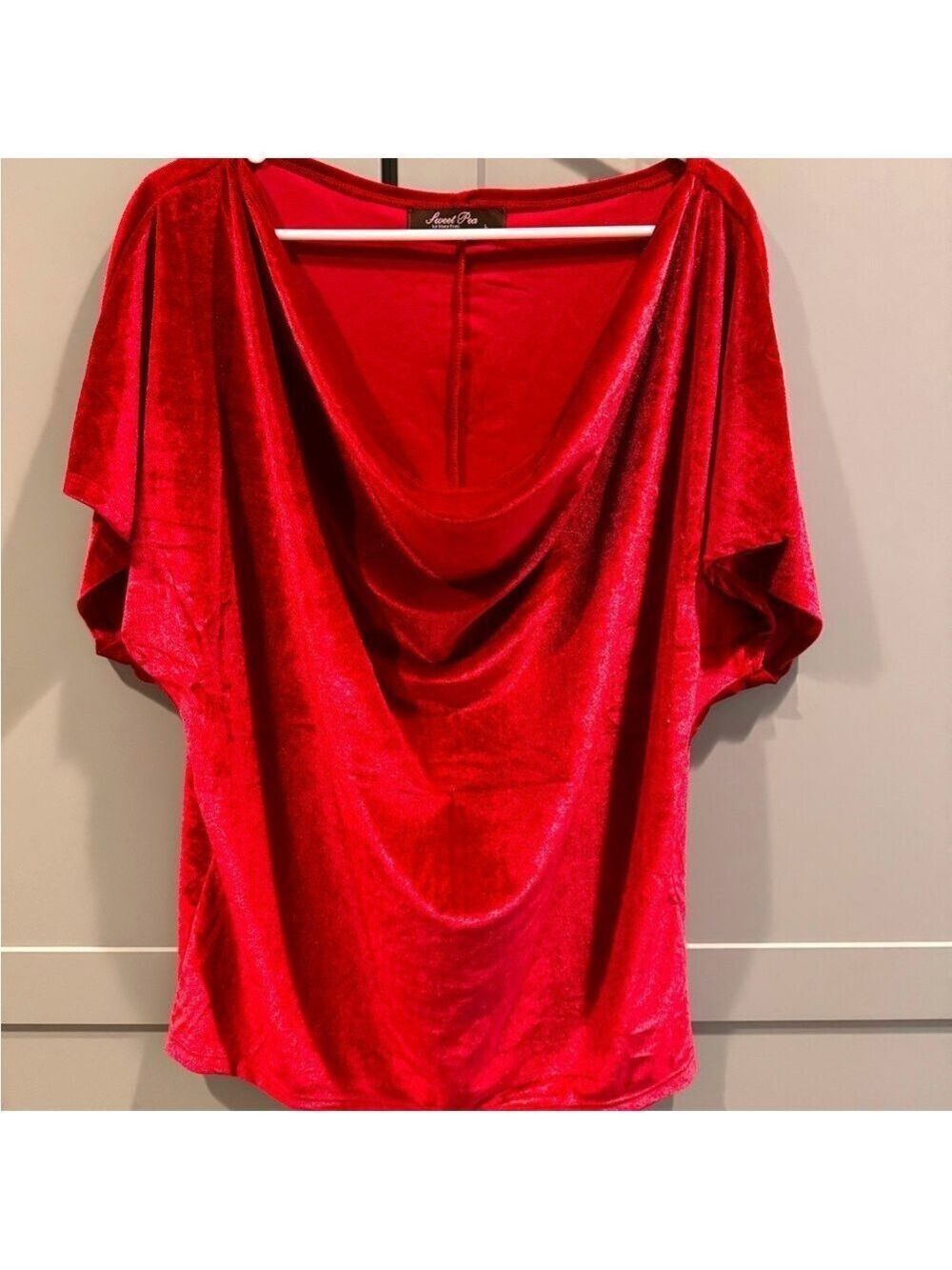 Elegant Red Drape Top. Velvet.